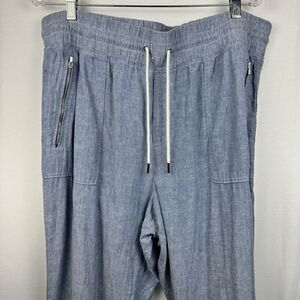 Women’s Size 18 Athleta Cabo 100% Linen Jogger Pants Drawstring Zip Pockets